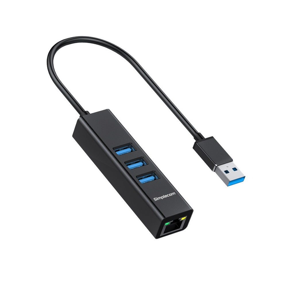 NNEDSZ CHN420 Aluminium 3 Port SuperSpeed USB HUB with Gigabit Ethernet Adapter Black-1
