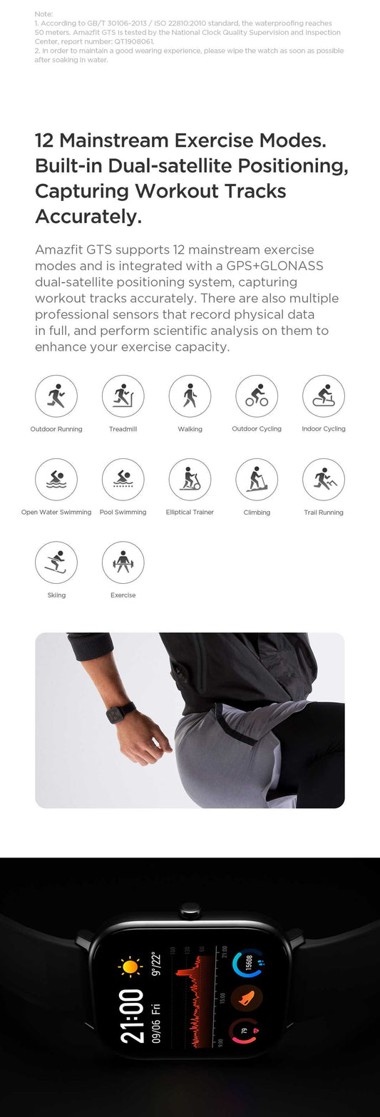 Smart Watch BT5.0 AMOLED Screen Heart Rate Sleep Wristband GPS+GLONASS 5ATM Waterproof Sport Smart Watch